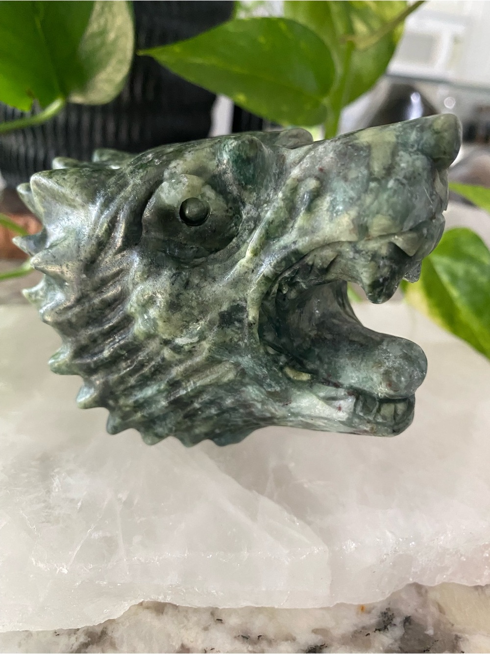 🐺💚 Green Jade Howling Wolf Heads 💚🐺